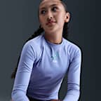 Playera de manga larga Dri-FIT UV para niña talla grande Nike Swim Hydroguard