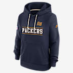 Green Bay Packers Sideline Standard Issue Alt Women's Nike Dri-FIT NFL Pullover Hoodie - Navy