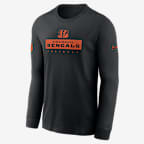 Cincinnati Bengals Sideline Team Issue Men's Nike Dri-FIT NFL Long-Sleeve T-Shirt - Black