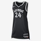 Jersey Nike Dri-FIT de la WNBA Victory Loyd Jewell Las Vegas Aces 2024 - Negro/Plata liso/Blanco