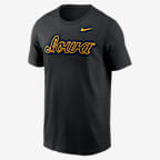 Iowa Hawkeyes Baseball Wordmark Men's Nike College T-Shirt - Black