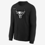Playera de manga larga Nike de la NBA de corte cuadrado para niños talla grande Chicago Bulls Courtside - Negro