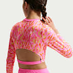 Conjunto de top cropped de manga larga y cintura alta para niña talla grande Nike Swim