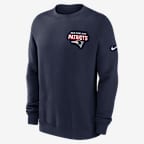New England Patriots Draw Block Club Men's Nike NFL Pullover Crew - Navy