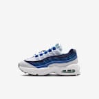 Nike Air Max 95 Premium Little Kids' Shoes - White/Lake Blue/French Blue/Emerald Green