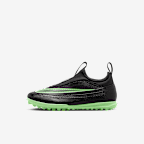 Nike Jr. Mercurial Vapor 17 Club Little Kids' Turf Low-Top Soccer Shoes - Black/Black/Illusion Green