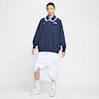 เสื้อโปโลผ้าฟลีซซิปสั้นขนาดโอเวอร์ไซส์ผู้หญิง Nike Sportswear