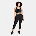 Leggings con paneles de malla de tiro medio cropped para mujer Nike Pro (talla grande)