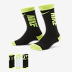 Nike Everyday 兒童緩震中筒襪 (3 雙) - 多種顏色