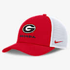 Georgia Sideline Rise Gameday Men's Nike College Trucker Adjustable Hat - University Red/White
