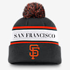 San Francisco Giants Team Stripe Peak Men's Nike MLB Cuffed Pom Beanie - Black