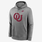 Oklahoma Sooners Legacy Club Primary Logo Men's Nike College Pullover Hoodie - Dark Grey Heather