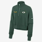 Green Bay Packers Phoenix Women's Nike NFL Cropped 1/4-Zip Crew - Green