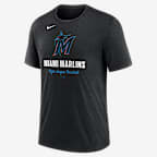 Playera Nike de la MLB para hombre Miami Marlins Logo - Negro jaspeado