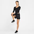 나이키 프로 여성 드라이 핏 크롭 긴팔 탑