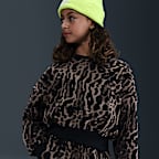 Sudadera con cuello redondo y estampado de Boxy para niña talla grande Nike Sportswear Club Fleece