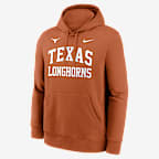 Texas Primetime Arched Club Men's Nike College Pullover Hoodie - Burnt Orange