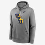 West Virginia Mountaineers Legacy Club Primary Logo Men's Nike College Pullover Hoodie - Dark Grey Heather