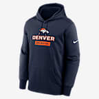 Sudadera con gorro sin cierre Nike Therma de la NFL para hombre Denver Broncos Toss Sweep - Azul marino