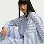 Nike Sportswear Chill Poplin Women's Oversized Woven Long-Sleeve Striped Top