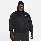 Nike Sportswear Women's Reversible Varsity Bomber Jacket (Plus Size) - Black/Black/White