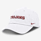 USC Trojans Core Club Mascot Wordmark Men's Nike College Adjustable Hat - White