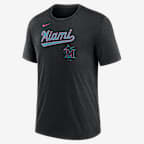 Playera Nike de la MLB para hombre Miami Marlins City Connect - Negro jaspeado