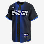 Jersey Nike Dri-FIT ADV de la MLB Limited para hombre Javier Báez Detroit Tigers City Connect - Azul campo de juego