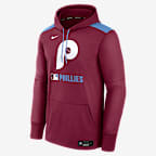 Sudadera con gorro sin cierre Nike Therma de la MLB para hombre Philadelphia Phillies Authentic Collection - Castaña