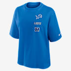 Detroit Lions Primetime Premium Essential Boxy Women's Nike NFL T-Shirt - Blue