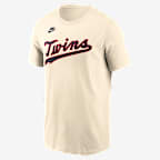 Minnesota Twins 2026 MLB at Field of Dreams Wordmark Men's Nike MLB T-Shirt - Cream