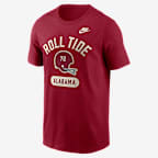 Playera universitaria Nike para hombre Alabama Legacy Arch Helmet - Carmesí