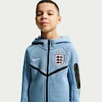 Fotbollshuvtröja Nike England Tech Fleece med hel dragkedja för ungdom (killar)