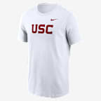 Playera universitaria Nike para hombre USC Trojans Primetime Wordmark - Blanco