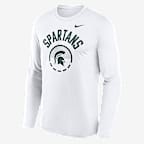 Michigan State Courtside Men's Nike Dri-FIT College Long-Sleeve T-Shirt - White