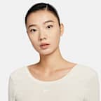 ナイキ スポーツウェア チル ニット ウィメンズ タイト スクープバック ショートスリーブ ミニリブ トップ