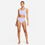 Top cropped de natación reversible para mujer Nike Aurora Borealis