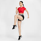 Nike Pro 女款 Dri-FIT 短袖短版圖樣上衣