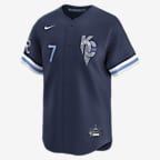 Jersey Nike Dri-FIT ADV de la MLB Limited para hombre Bobby Witt Jr. Kansas City Royals City Connect - Azul marino