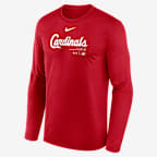 Playera de manga larga Nike Dri-FIT de la MLB para hombre St. Louis Cardinals Authentic Collection Practice