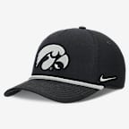 Iowa Sideline Rope Rise Men's Nike College Adjustable Hat - Black