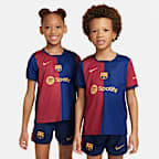 Tredelat fotbollsställ FC Barcelona 2024/25 Stadium (hemmaställ) Nike Replica för barn