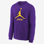 Playera de manga larga Jordan de la NBA para niños talla grande Los Angeles Lakers Essential - Negro