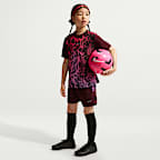Nike United Academy Big Kids' (Girls') Dri-FIT Soccer 4" Shorts - Burgundy Crush/Multi-Color/Metallic Silver