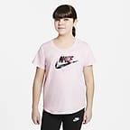 Nike Sportswear Big Kids' (Girls') T-Shirt (Extended Size) - Pink Foam