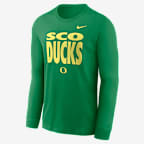 Playera de manga larga universitaria Nike Dri-FIT para hombre Oregon Sideline Slogan - Verde manzana