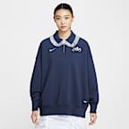 เสื้อโปโลผ้าฟลีซซิปสั้นขนาดโอเวอร์ไซส์ผู้หญิง Nike Sportswear