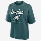 Playera Nike de la NFL para mujer Philadelphia Eagles Essential Script Boxy - Azul verdoso deportivo