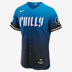 Trea Turner Philadelphia Phillies City Connect Men's Nike MLB Authentic Jersey - Blue