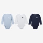 Nike Essentials Baby (0-9M) 3-Pack Long Sleeve Bodysuits